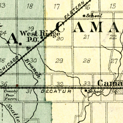 Vintage Map of Douglas County, Illinois, 1893