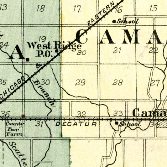 Vintage Map of Douglas County, Illinois, 1893