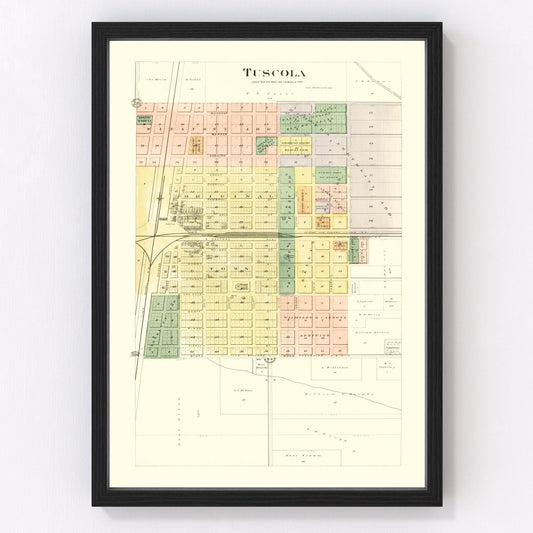 vintage map of Tuscola, Illinois, 1893