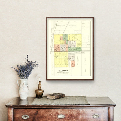 Vintage Map of Camargo, Illinois, 1893 | Wall Art