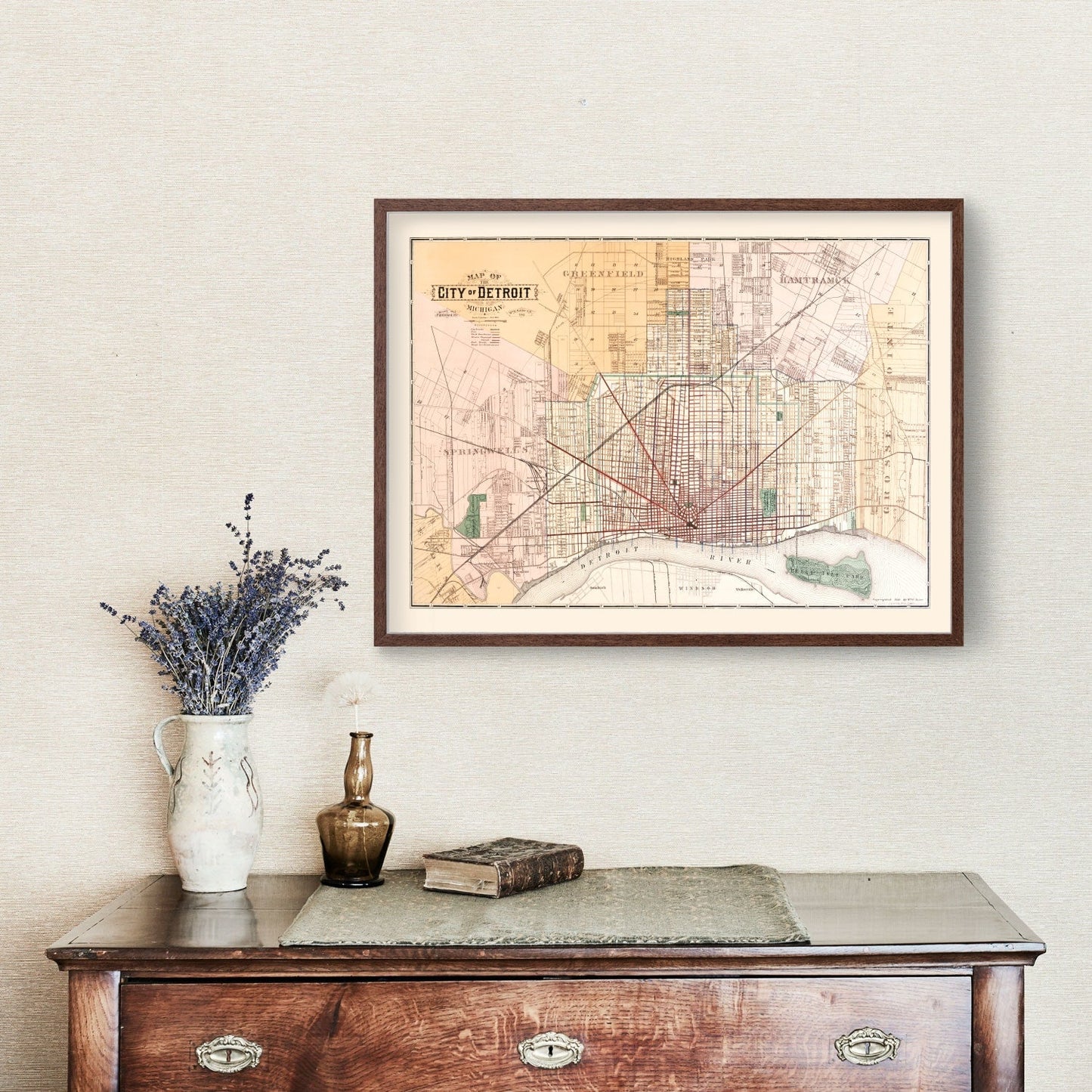 Vintage Map of Detroit, Michigan, 1893