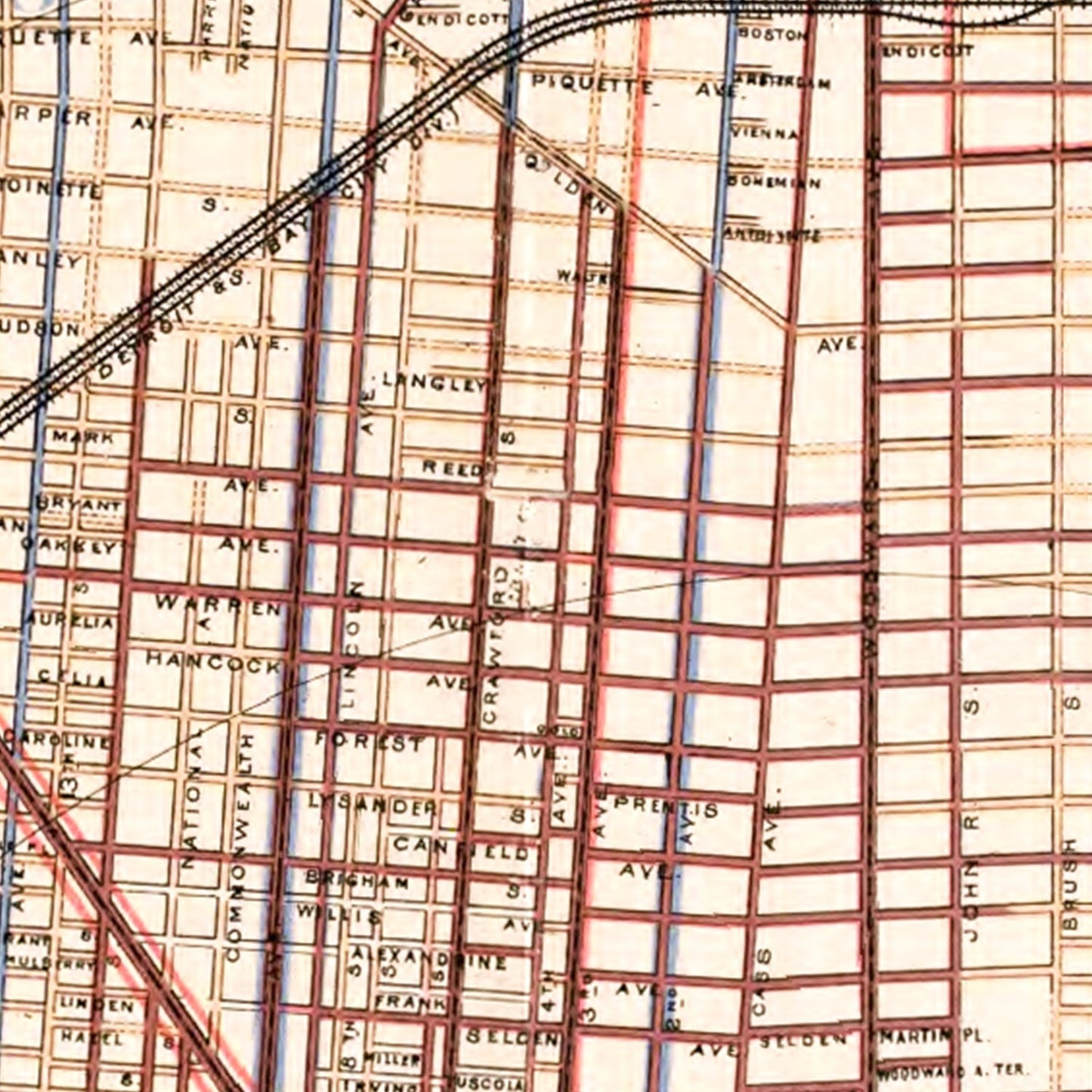 Vintage Map of Detroit, Michigan, 1893