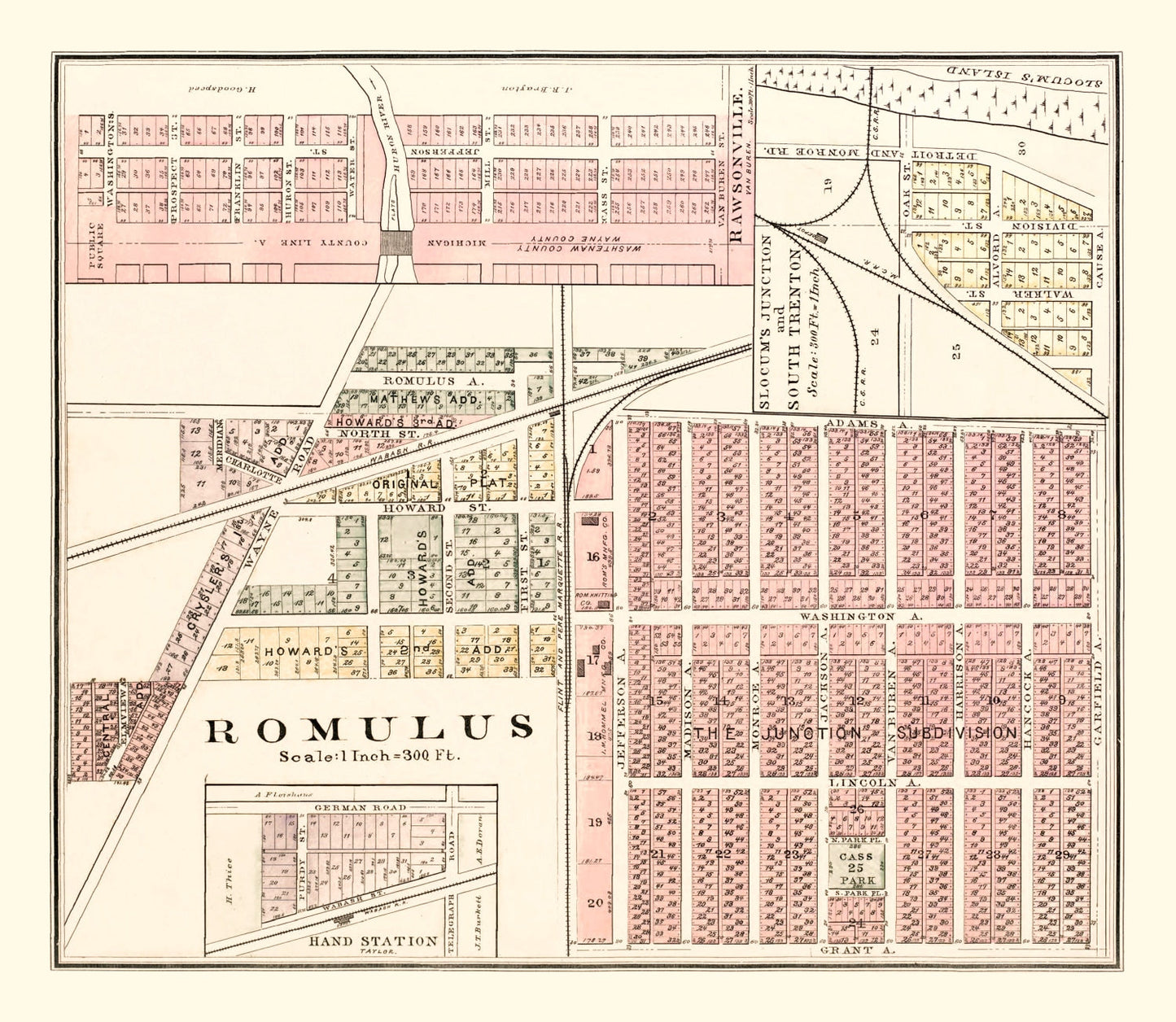 Vintage Map of Romulus, Michigan, 1893
