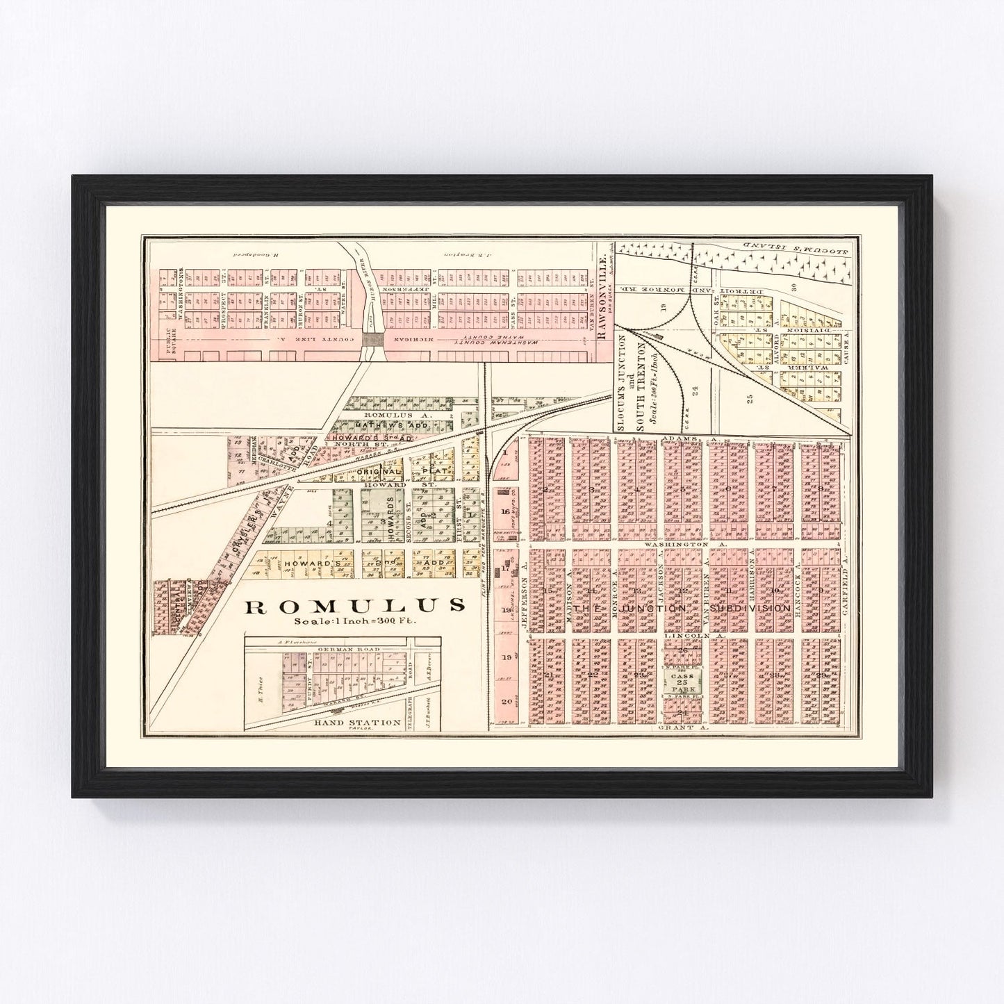 vintage map of Romulus, Michigan, 1893