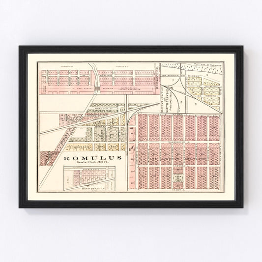 vintage map of Romulus, Michigan, 1893