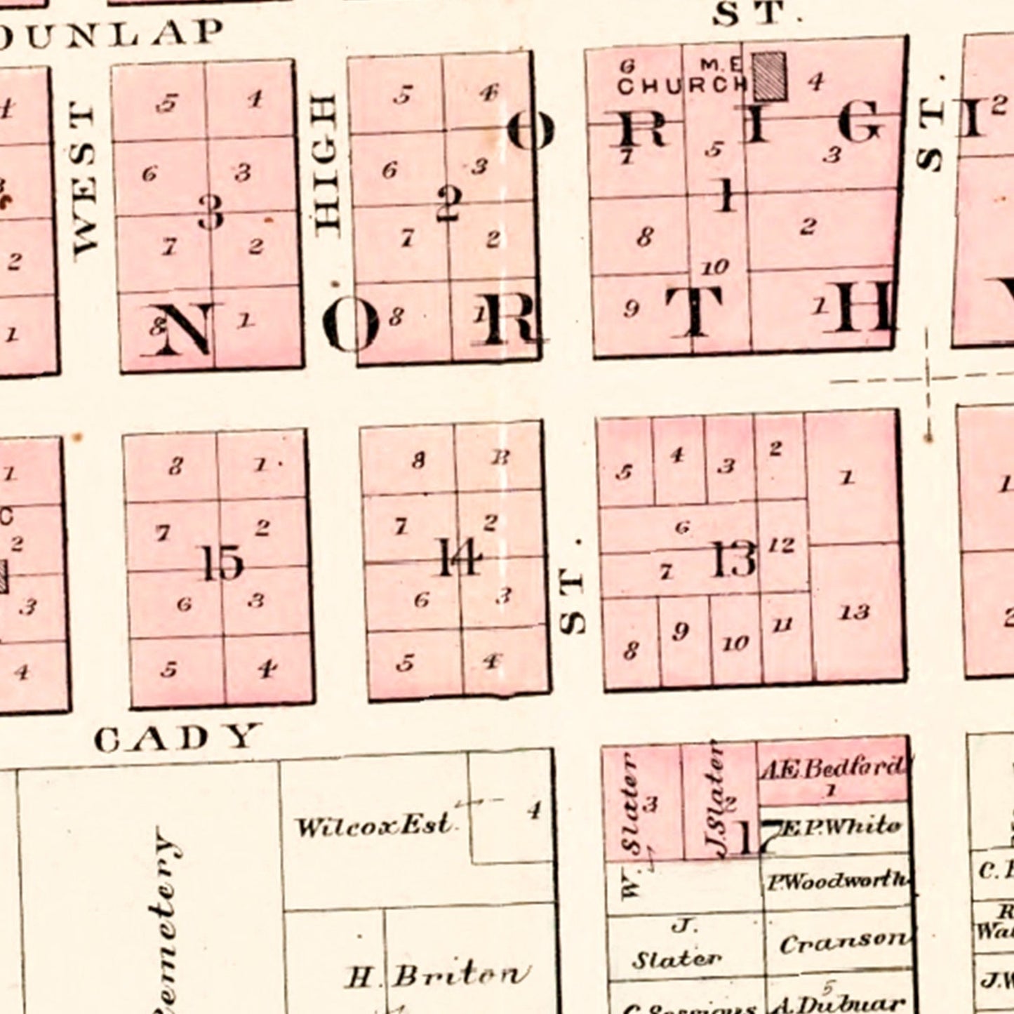 Vintage Map of Northville, Michigan, 1893