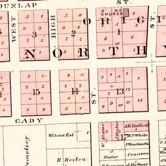 Vintage Map of Northville, Michigan, 1893