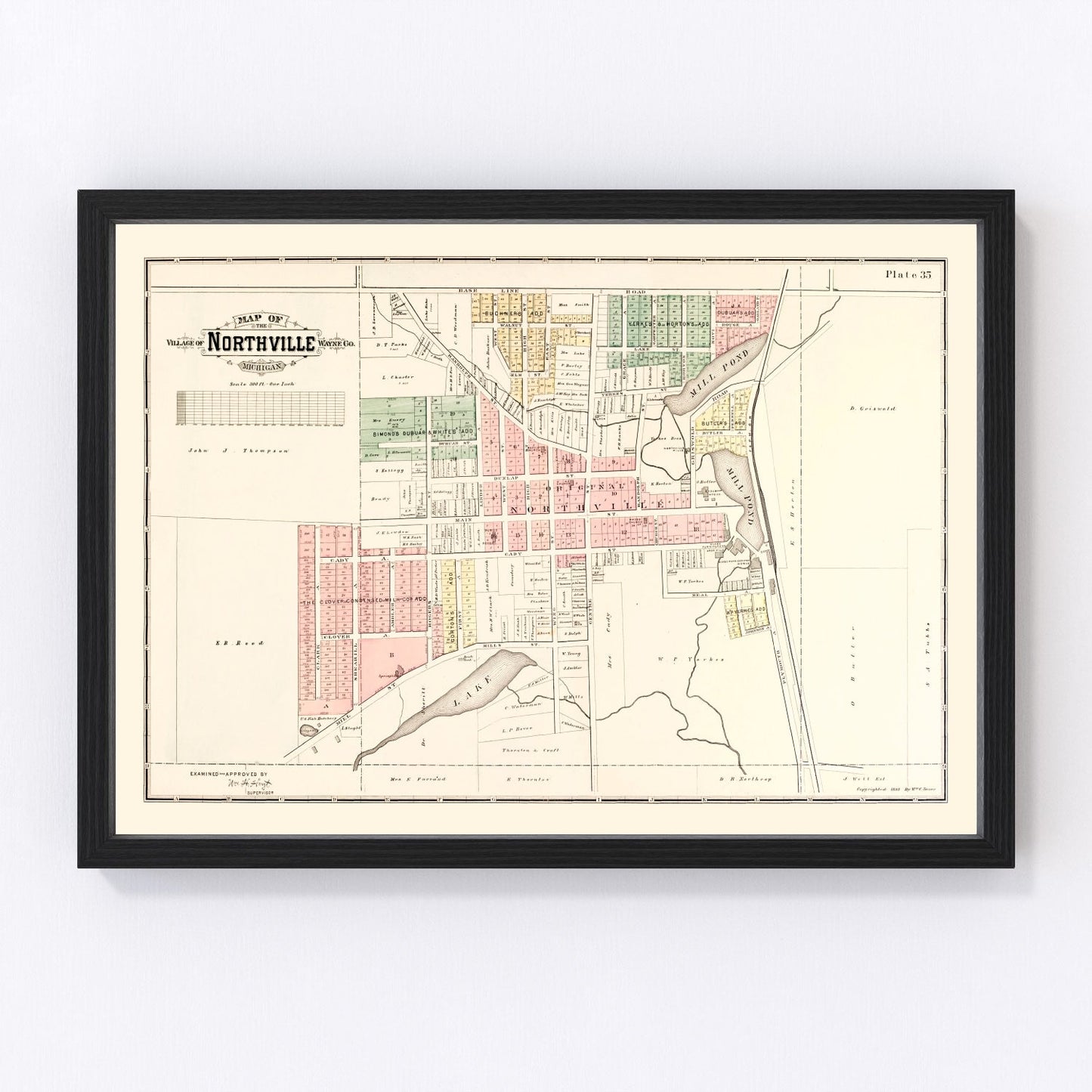 vintage map of Northville, Michigan, 1893