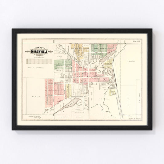vintage map of Northville, Michigan, 1893