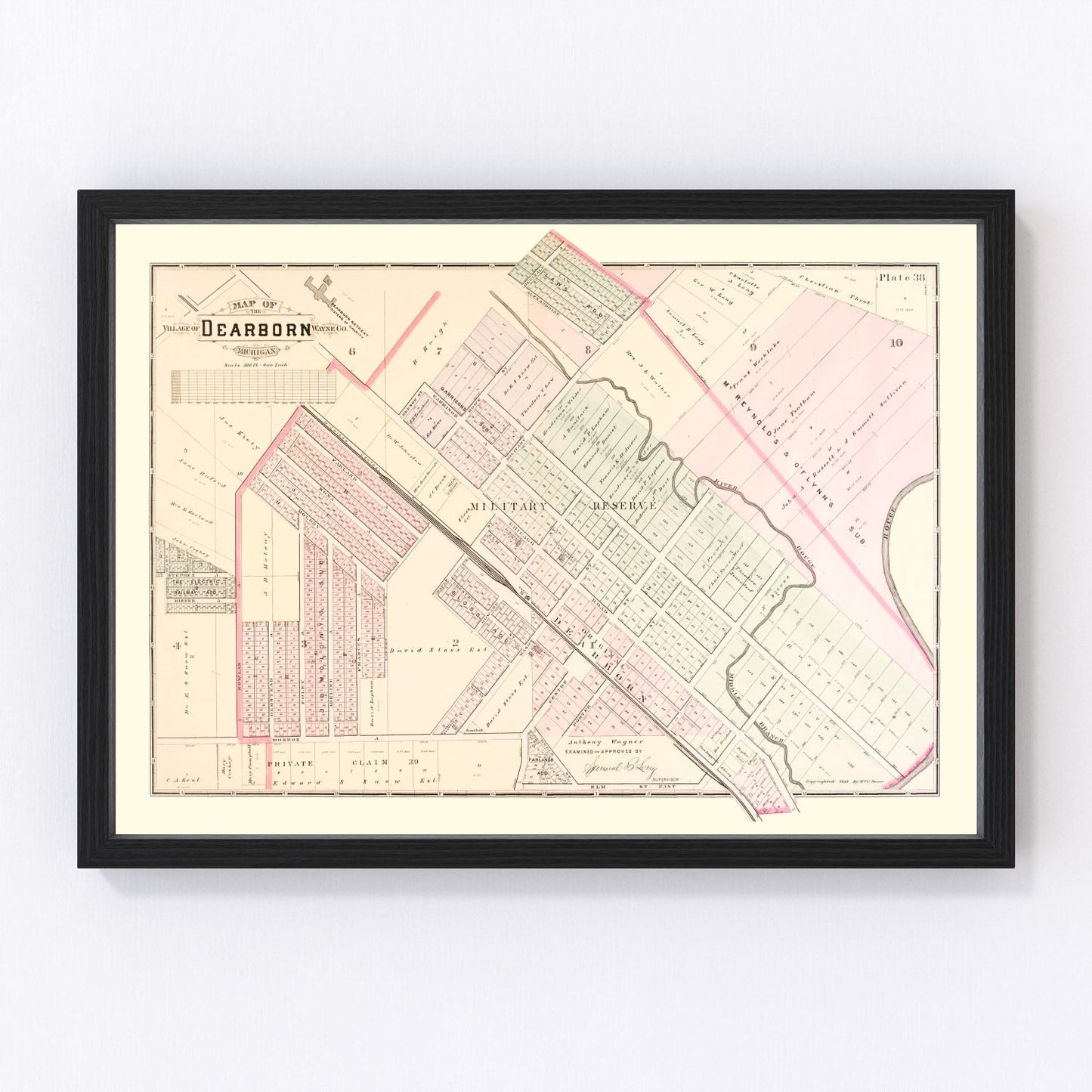 vintage map of Dearborn, Michigan, 1893