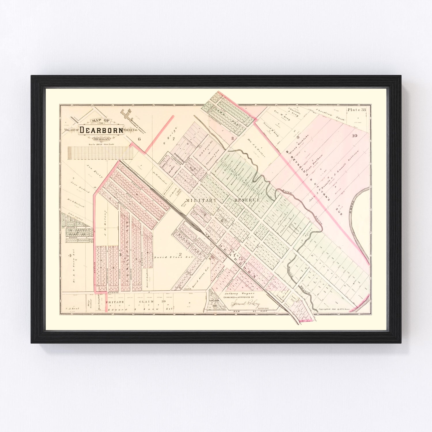 vintage map of Dearborn, Michigan, 1893