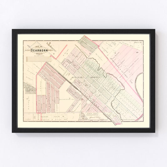vintage map of Dearborn, Michigan, 1893