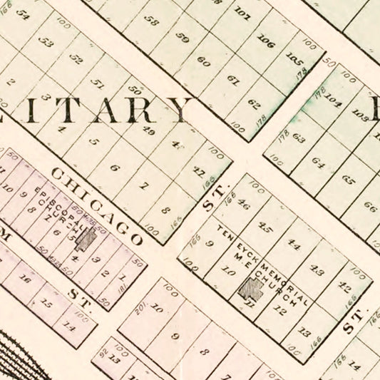 Vintage Map of Dearborn, Michigan, 1893