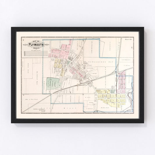 vintage map of Plymouth, Michigan, 1893