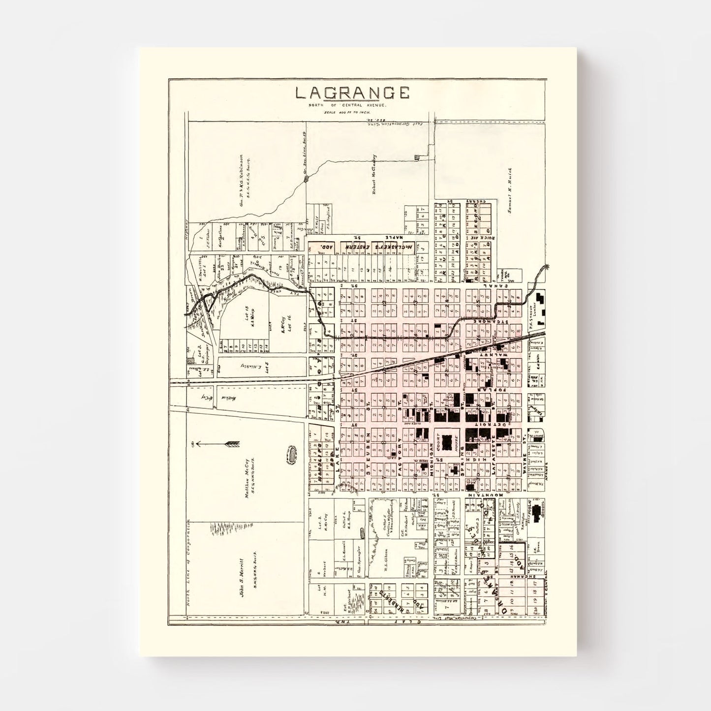 Vintage Map of LaGrange, Indiana, 1893