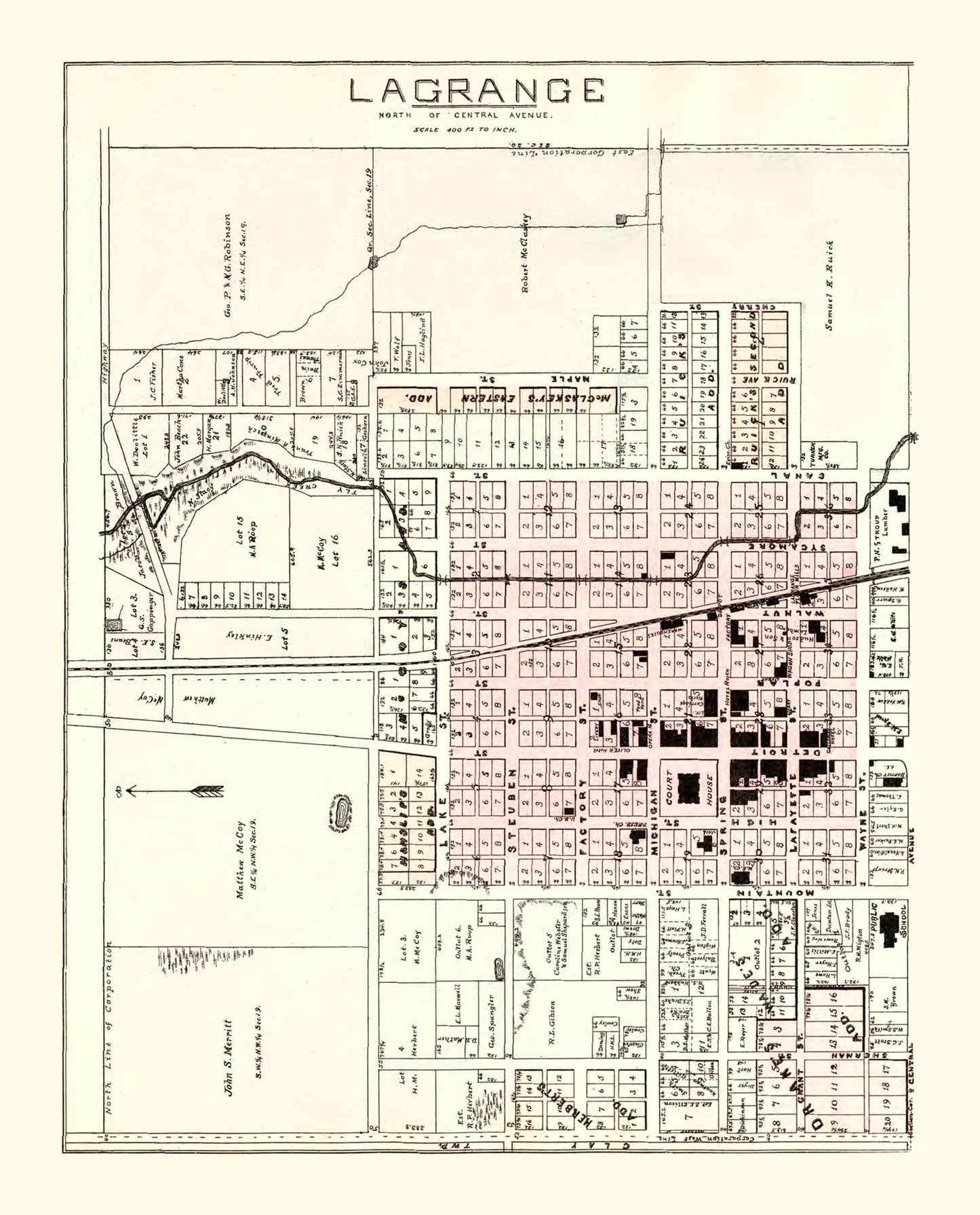 Vintage Map of LaGrange, Indiana, 1893