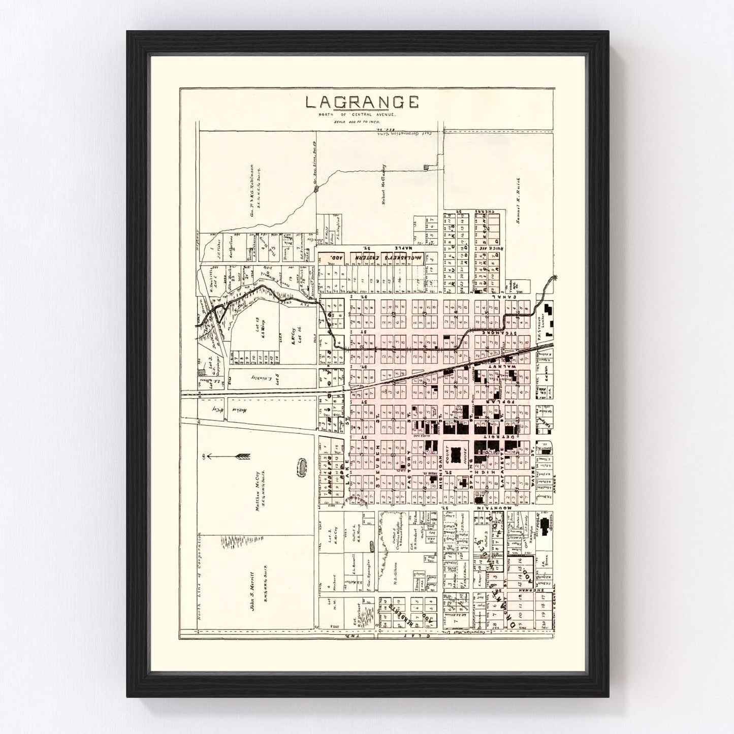 vintage map of LaGrange, Indiana, 1893