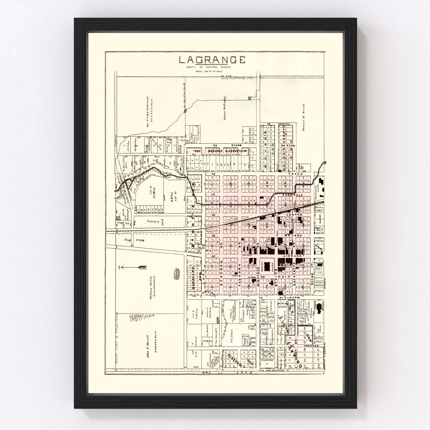 vintage map of LaGrange, Indiana, 1893