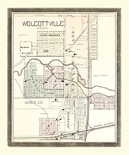 Vintage Map of Wolcottville, Indiana, 1893