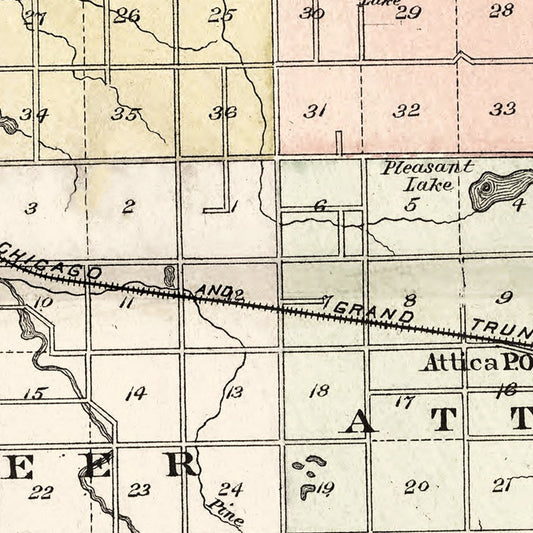 Vintage Map of Lapeer County, Michigan, 1893