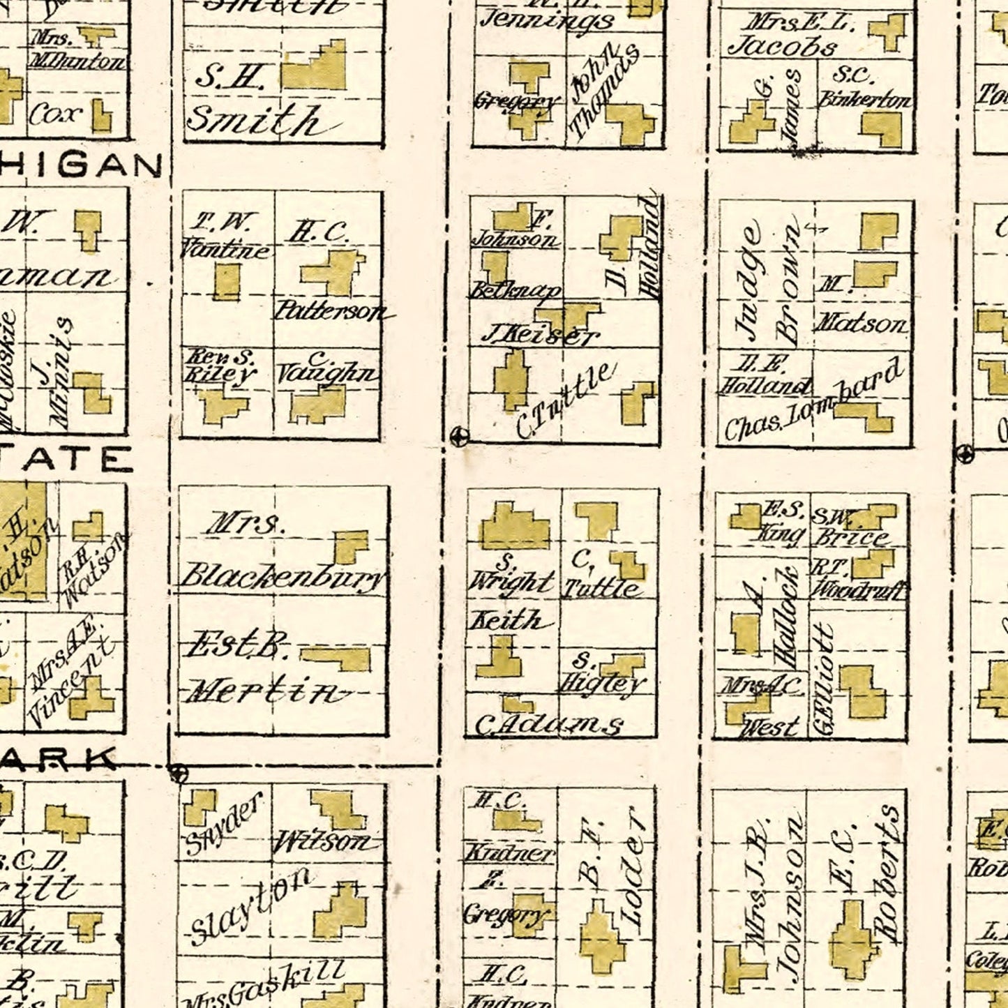 Vintage Map of Lapeer, Michigan, 1893