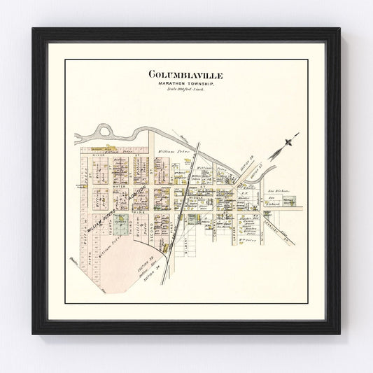 Vintage map of Columbiaville, Michigan, 1893