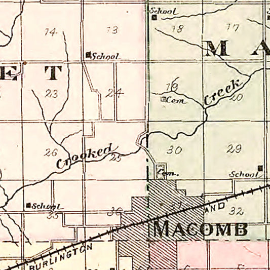 Vintage Map of McDonough County, Illinois, 1893