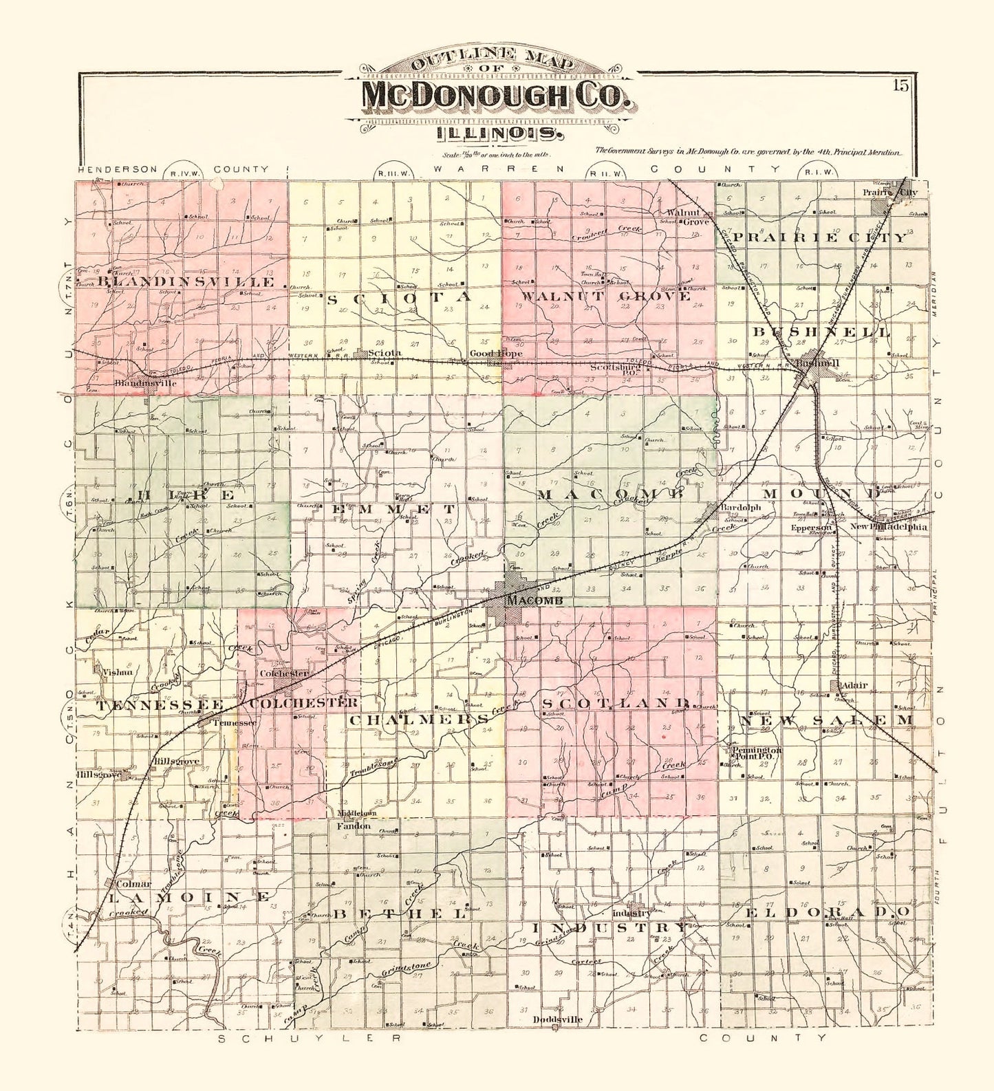 Vintage Map of McDonough County, Illinois, 1893