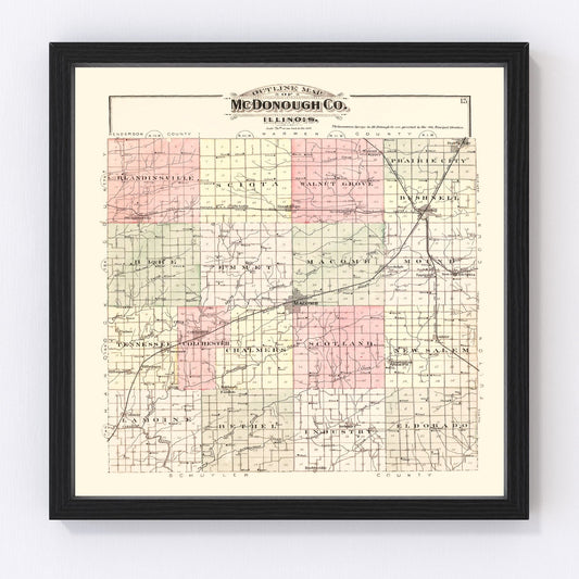 Vintage map of McDonough County, Illinois, 1893