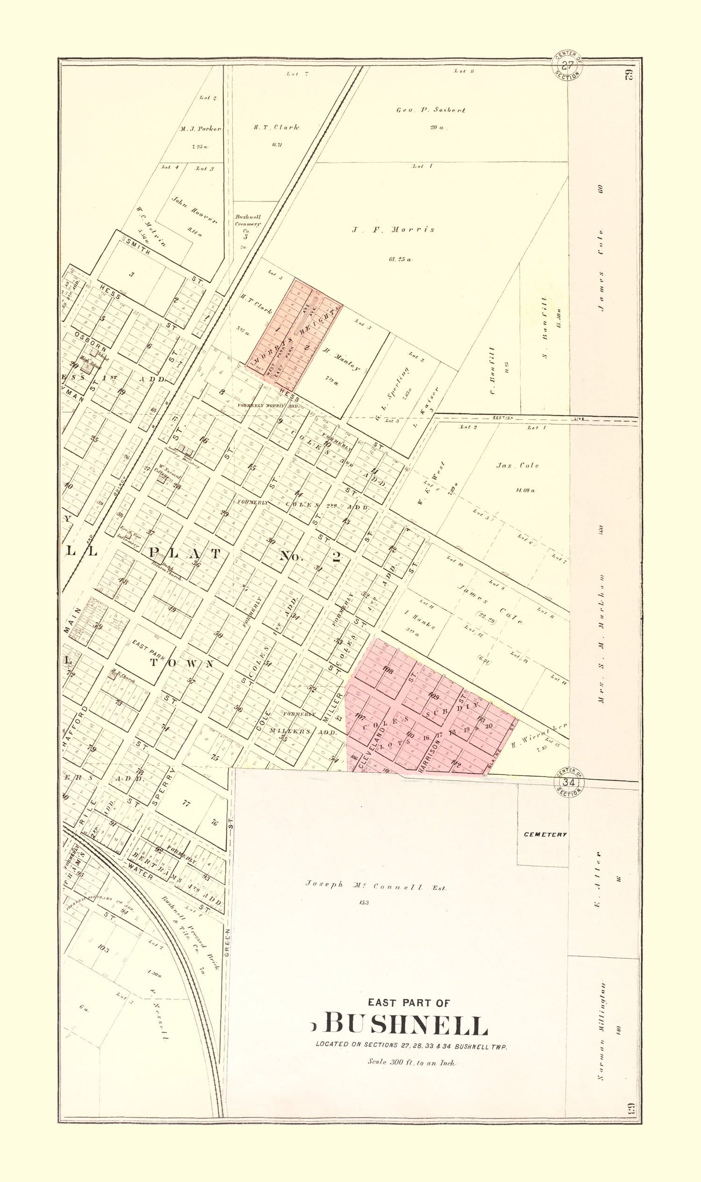 Vintage Map of Bushnell, Illinois, 1893 Wall Art