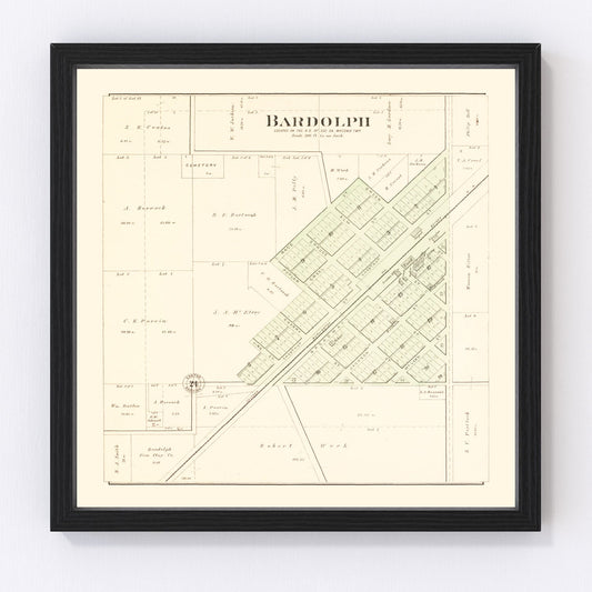 Vintage map of Bardolph, Illinois, 1893