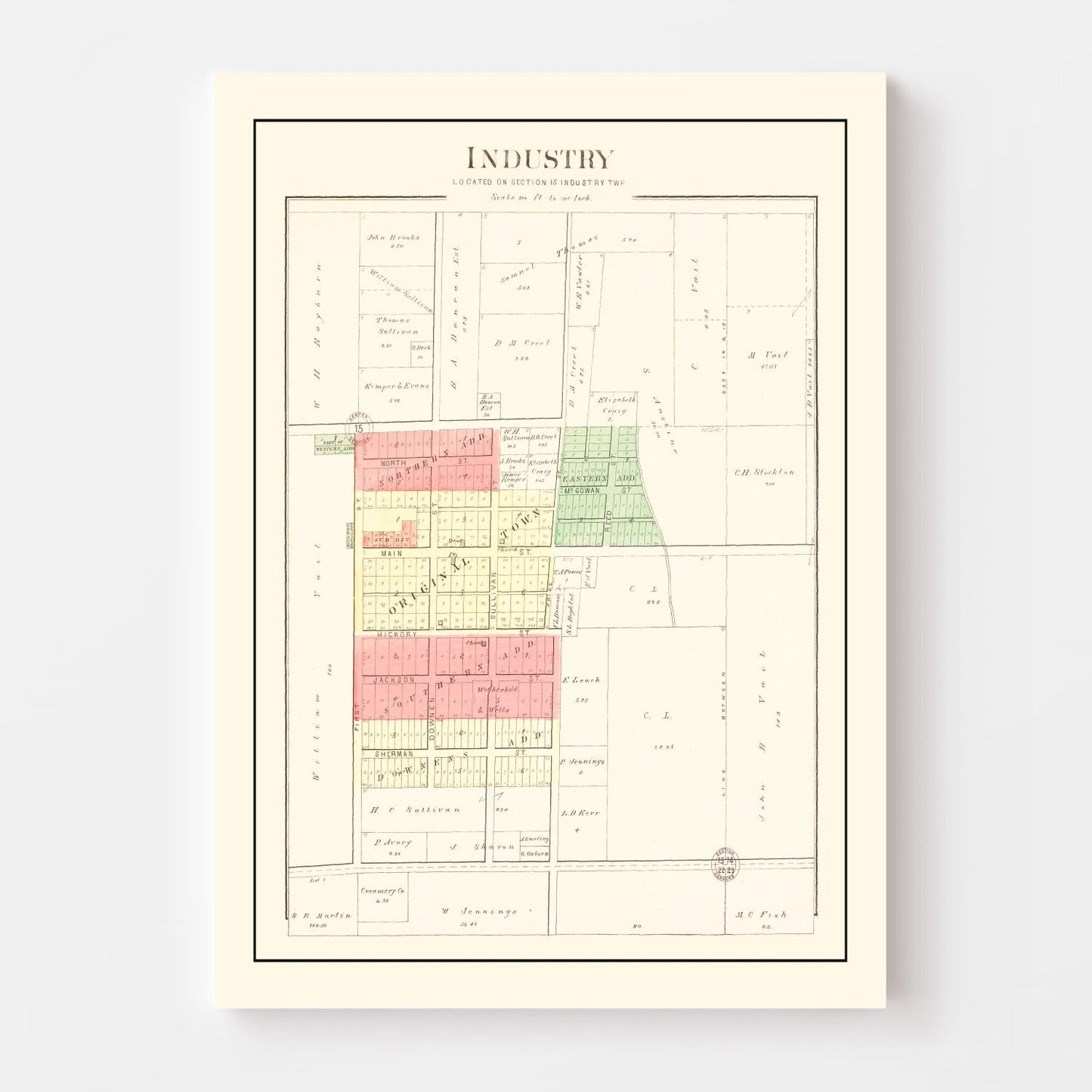 Vintage Map of Industry, Illinois, 1893
