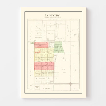 Vintage Map of Industry, Illinois, 1893