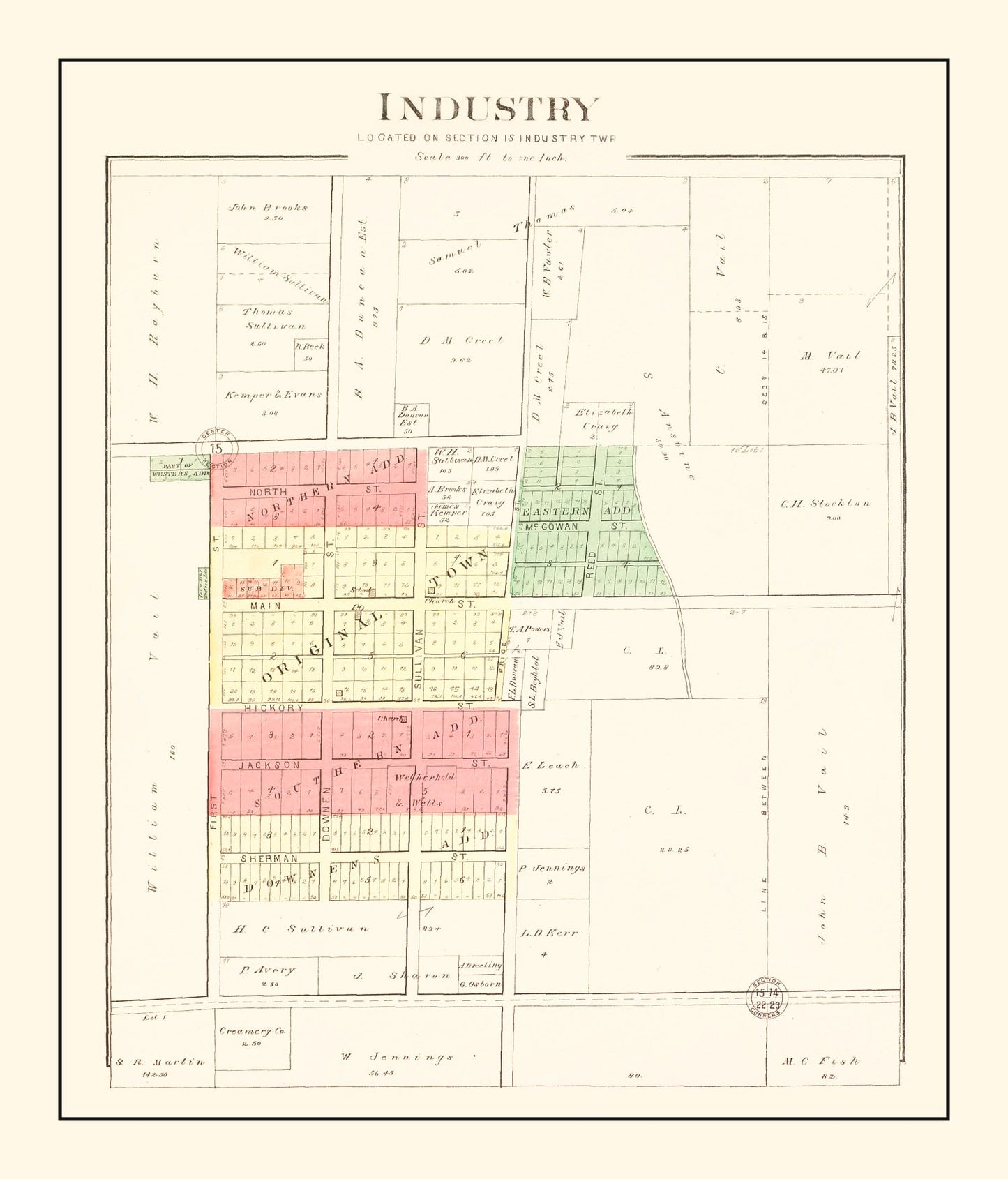 Vintage Map of Industry, Illinois, 1893