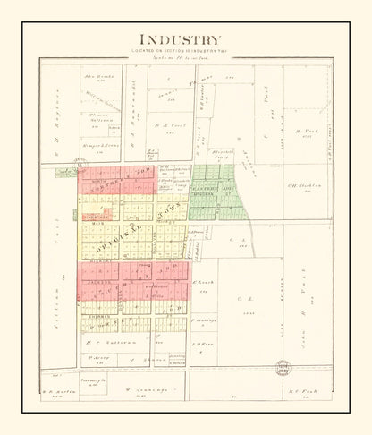 Vintage Map of Industry, Illinois, 1893