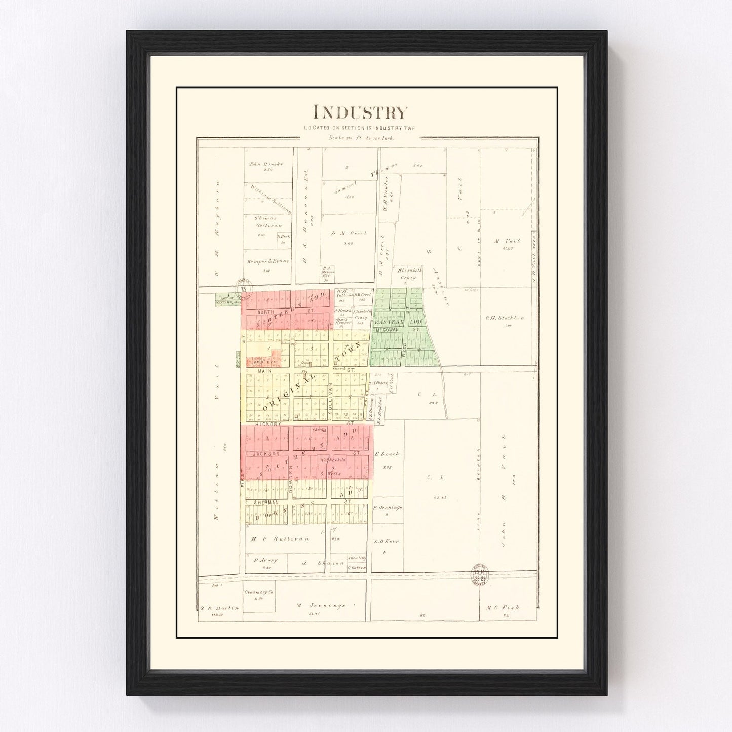 vintage map of Industry, Illinois, 1893