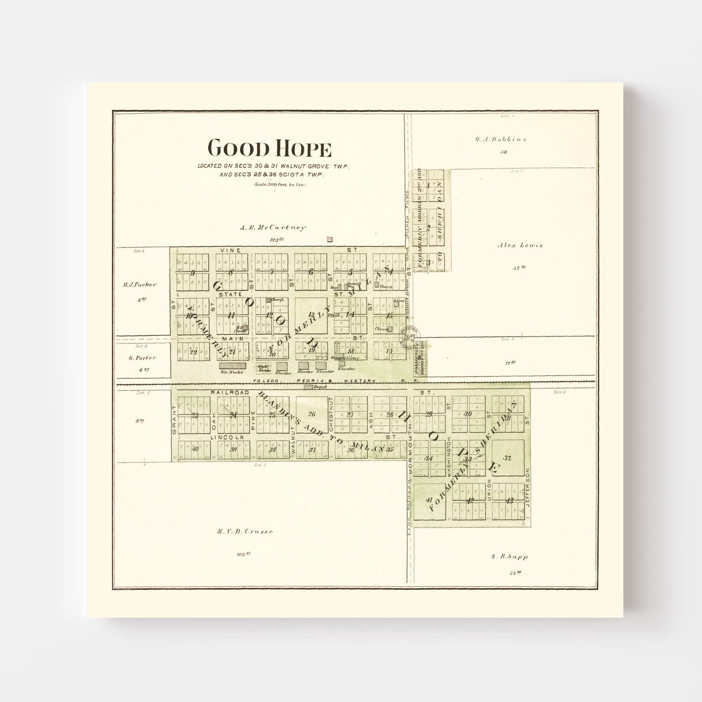 Vintage Map of Good Hope, Illinois, 1893