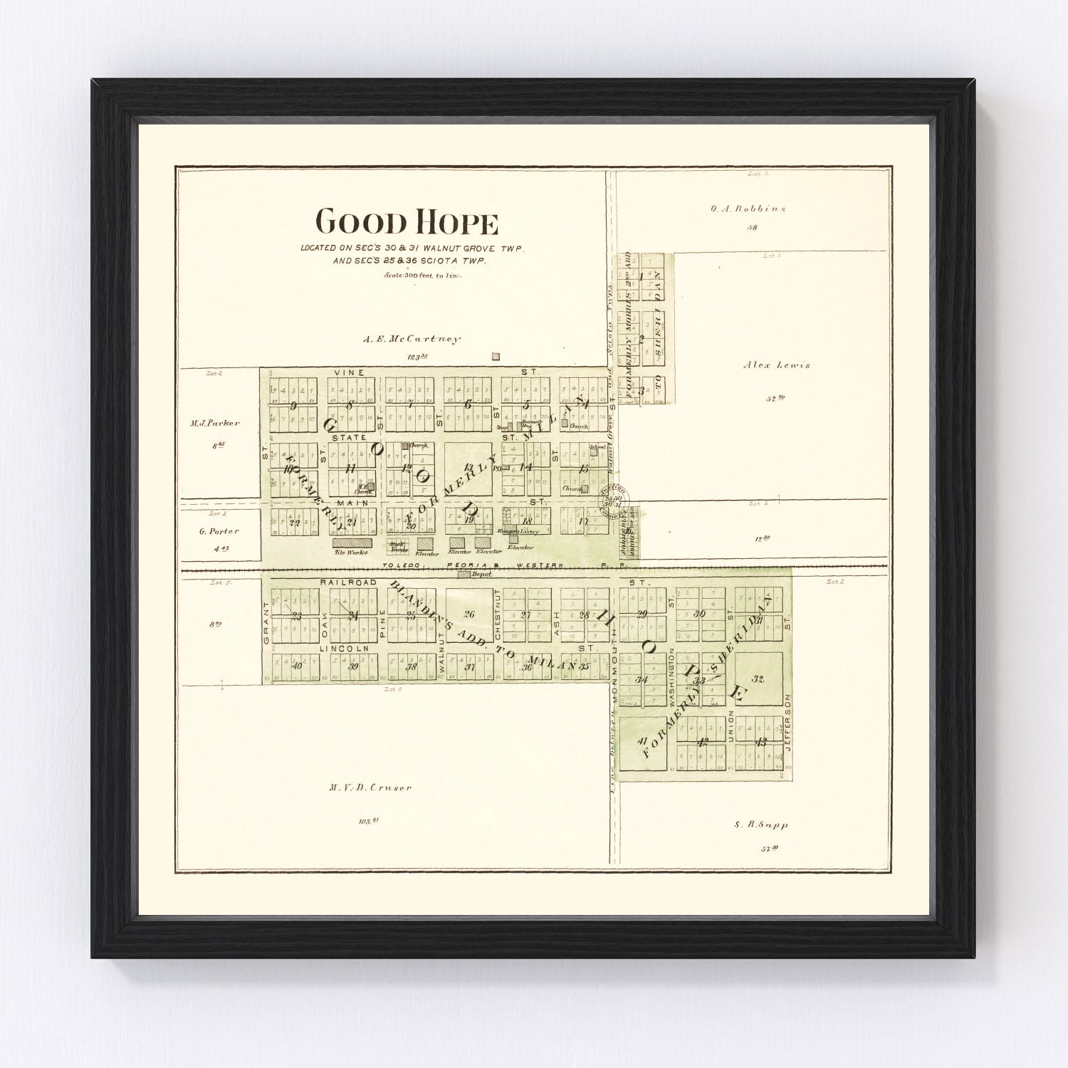Vintage map of Good Hope, Illinois, 1893