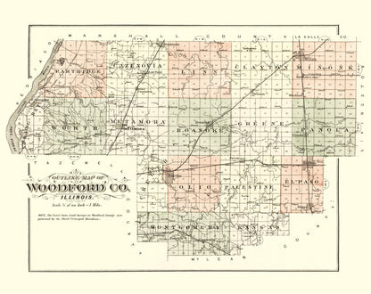 Vintage Map of Woodford County, Illinois 1893
