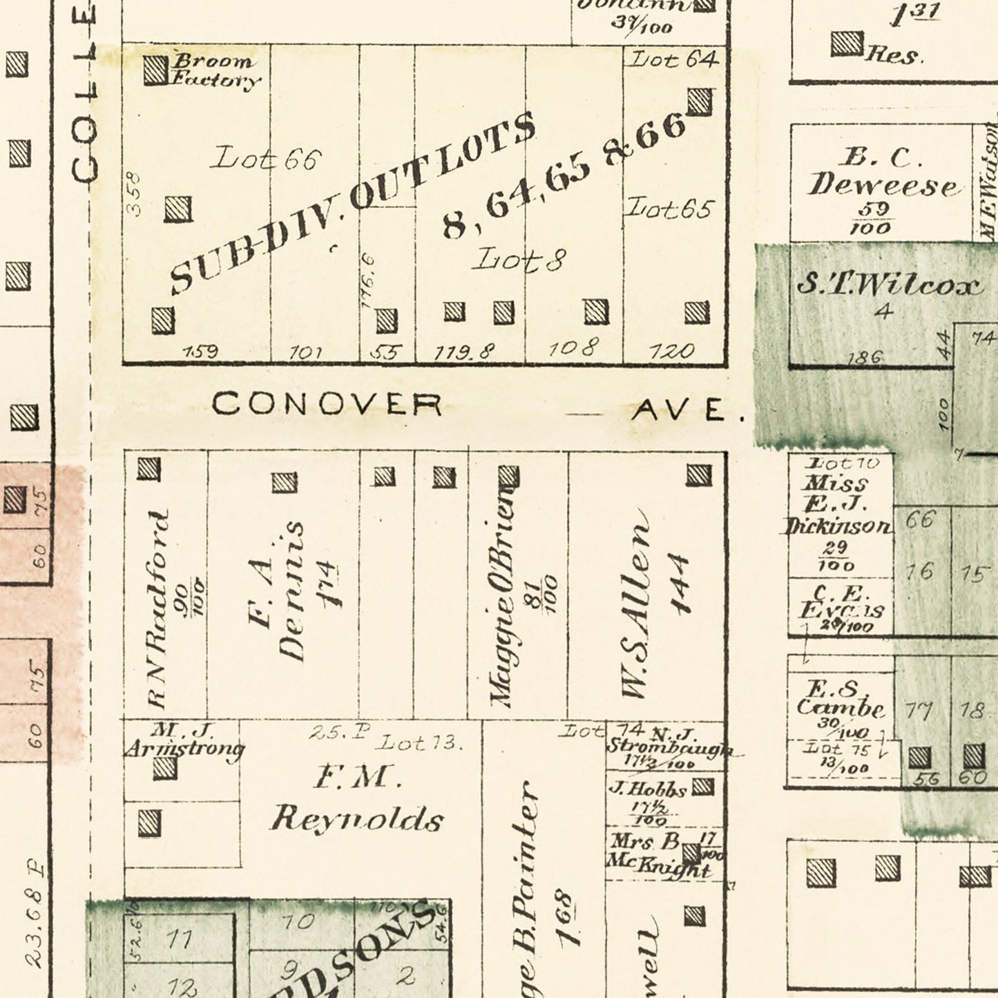 Vintage Map of Eureka, Illinois, 1893