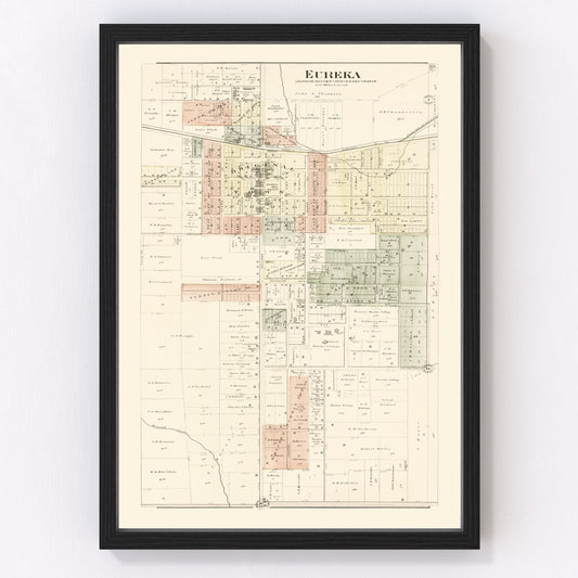 Vintage map of Eureka, Illinois, 1893
