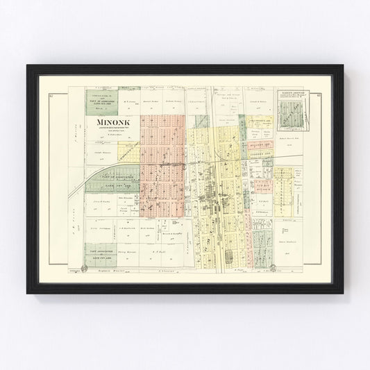 vintage map of Minonk, Illinois, 1893