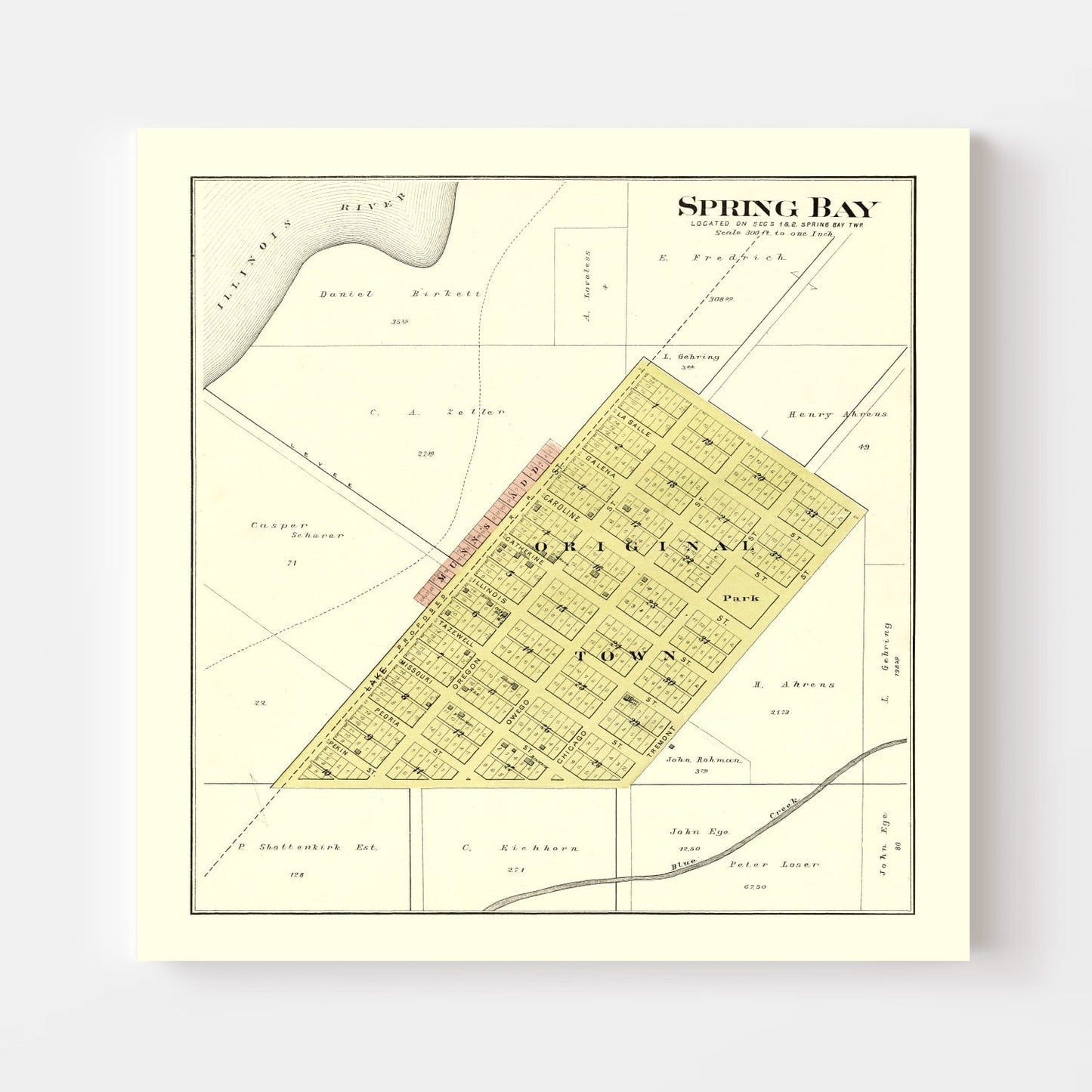Vintage Map of Spring Bay, Illinois, 1893