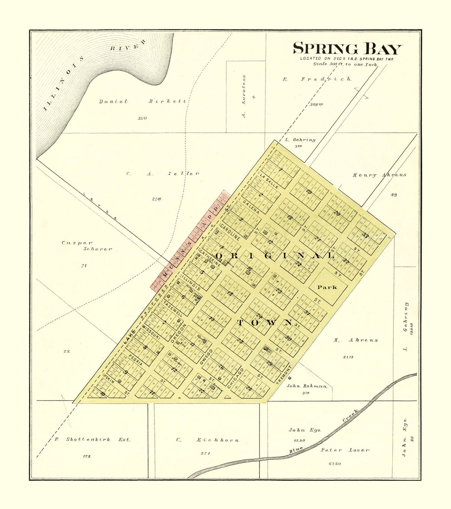 Vintage Map of Spring Bay, Illinois, 1893