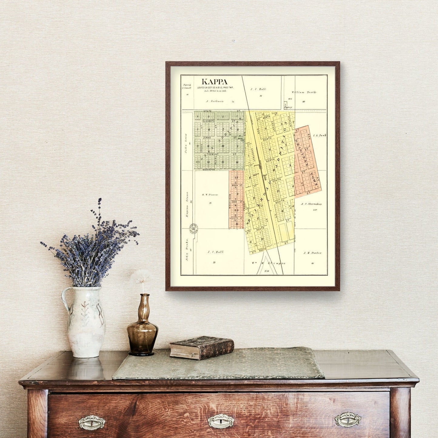 Vintage Map of Kappa, Illinois, 1893