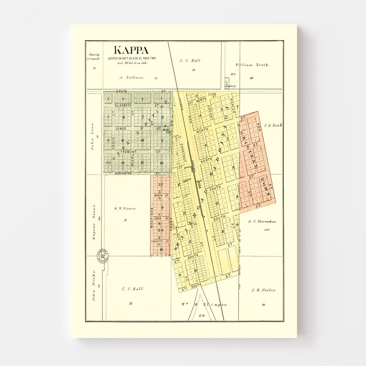 Vintage Map of Kappa, Illinois, 1893
