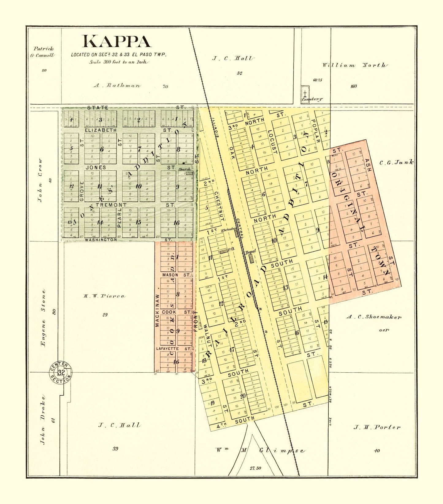 Vintage Map of Kappa, Illinois, 1893