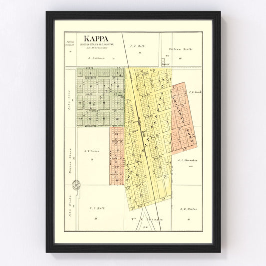 Vintage map of Kappa, Illinois, 1893