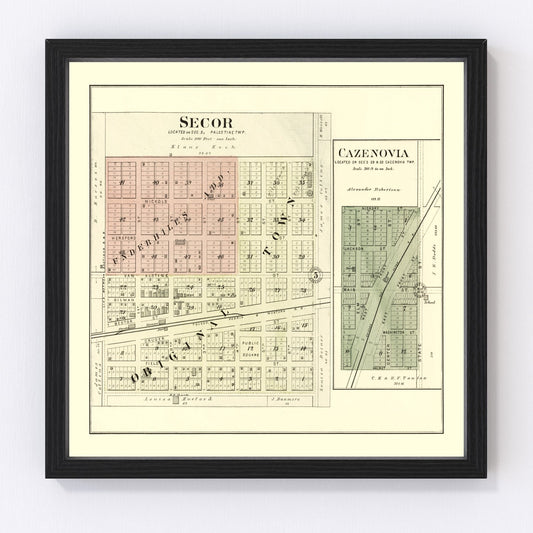 vintage map of Secor, Illinois, 1893