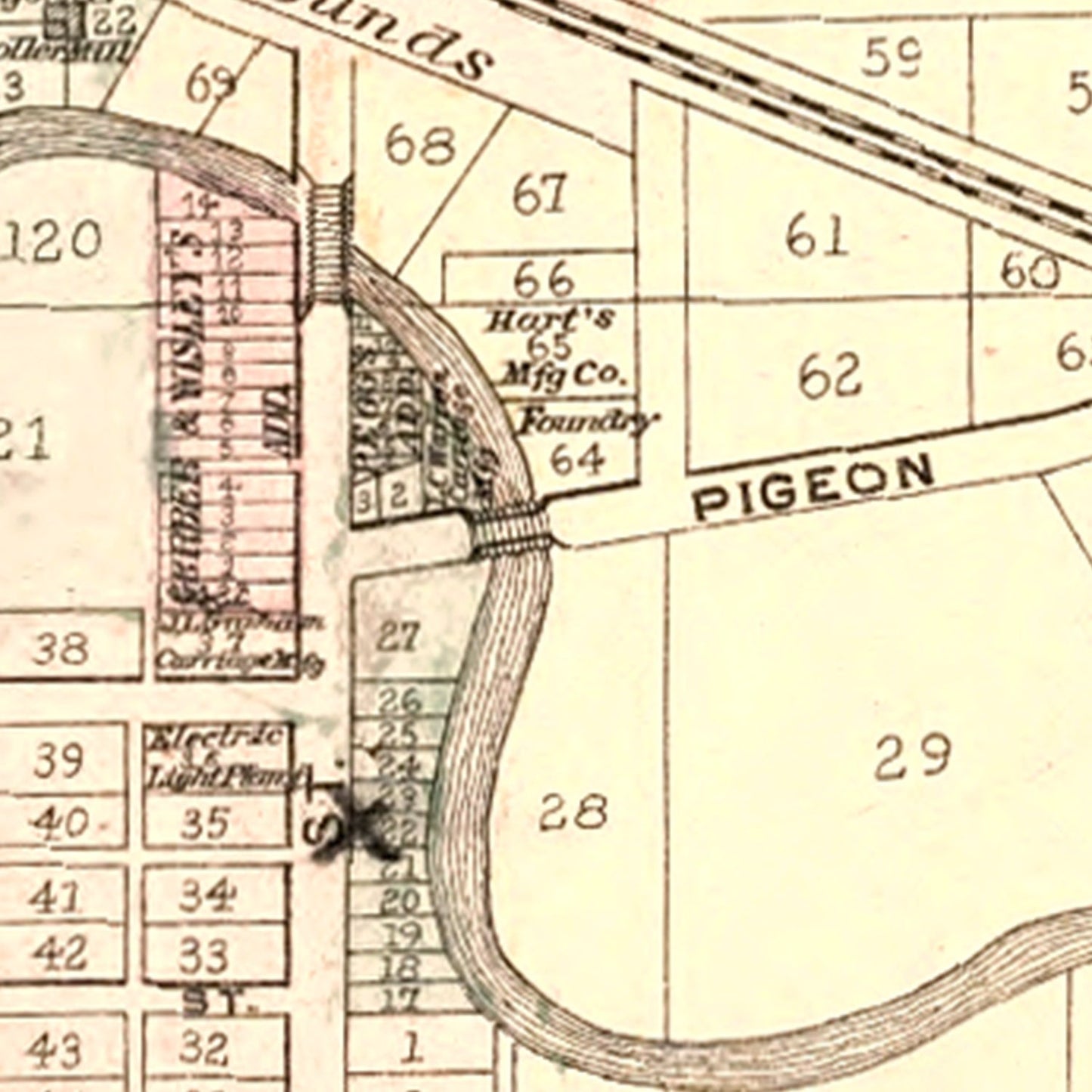 Vintage Map of Ligonier, Indiana, 1893